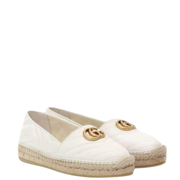 GG WHITE LEATHER ESPADRILLE WITH DOUBLE G