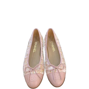 CHL LIGHT PINK BALLERINA FLATS TWEED AND GROSGRAIN