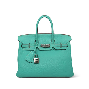 Birkin 25 Bleu Lagon Veau Togo Palladium Plated L Square Stamp