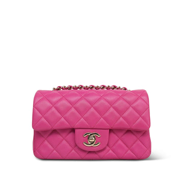 Pink leather Quilted Mini Rectangular Flap LGHW