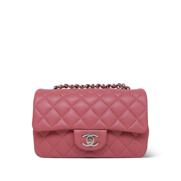 Pink / Nude leather Quilted Mini Rectangular Flap SHW