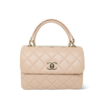 Light Beige leather Quilted Trendy CC Small LGHW