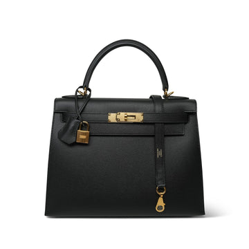 Kelly Sellier 28 Black Veau leather  Y Stamp