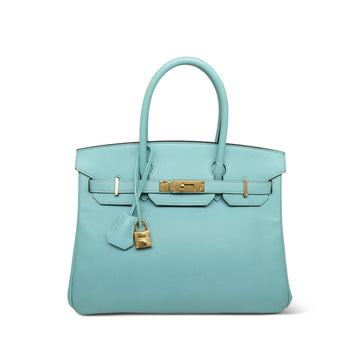 Birkin 30 Bleu Atoll Veau leather  T Stamp