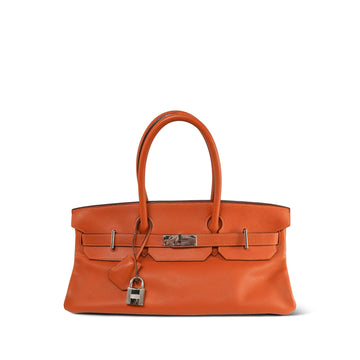 Shoulder Birkin 42 JPG Orange leather Palladium Plated I Square Stamp