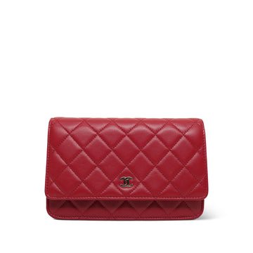 Red leather Quilted Wallet on Chain WOC SHW