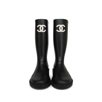 Black Caoutchouk CC High Boots Size 37