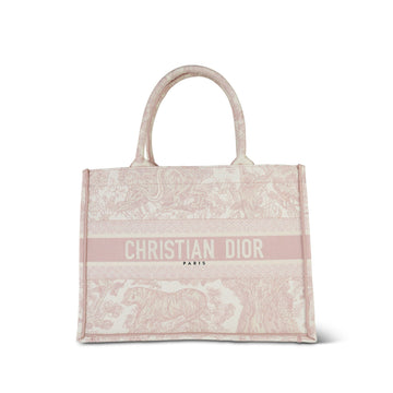 Dior Ecru and Pink Toile de Jouy Embroidery Book Tote Medium