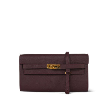 Kelly Wallet To Go Bordeaux leather  U Stamp