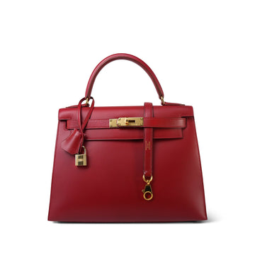 Kelly Sellier 28 Rouge Vif Box leather  C Square Stamp