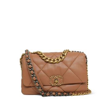Caramel leather Quilted 19 Flap Small MHW