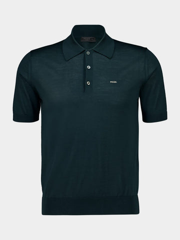 Bottle Green Superfine Wool Polo Shirt