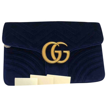 Gucci marmont blue velvet handbag