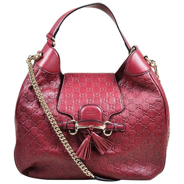 Gucci emily burgundy leather handbag