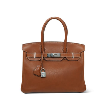 Birkin 30 Fauve Barenia Faubourg Palladium Plated B Stamp