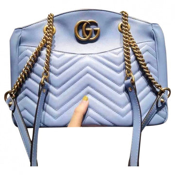 Gucci marmont blue leather handbag