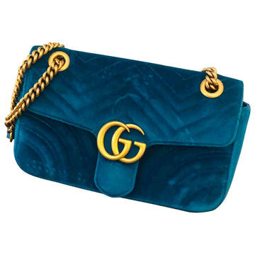 Gucci marmont turquoise velvet handbag