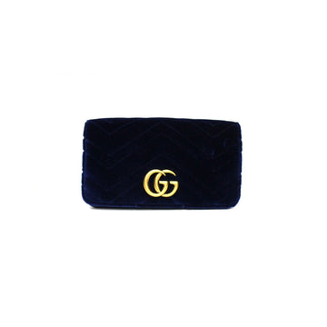 Gucci marmont blue velvet handbag