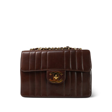 Brown Mademoiselle leather Vertical Flap Jumbo GHW