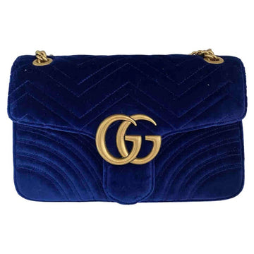 Gucci marmont blue velvet handbag