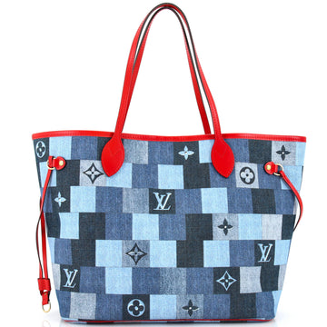 Neverfull Tote Damier and Monogram Patchwork Denim MM