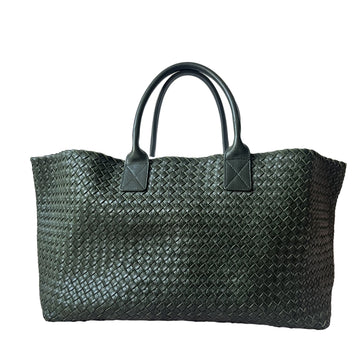 Bottega Veneta Cabat Tote Dark Green Intreccio Leather 45cm
