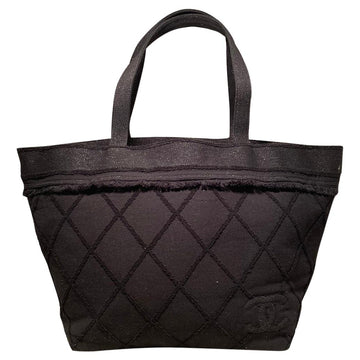 Top Quality Chanel Black Leather/canvas Raw Edge Tote Bag