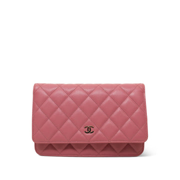 22A Pink leather Quilted Wallet on Chain WOC LGHW