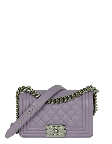 Chanel 2024 Purple Caviar Leather Small Boy Bag