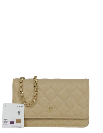 Chanel NWT Beige Caviar Leather WOC Bag