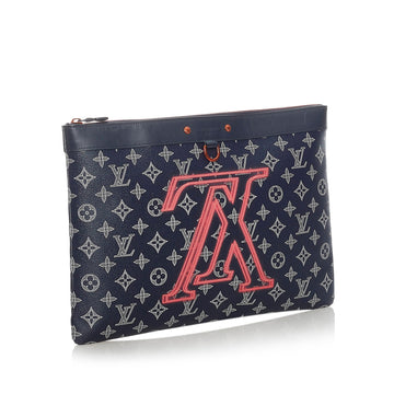 Louis Vuitton Pochette Apollo Blue Monogram Upside Down Leather/canvas