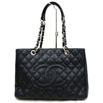Brand Inspired C*C Tote Bag Quilted Shopping Chain Tote Black Leather Skin (SHC7-10574)
