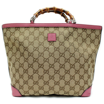 Brand Inspired Gucci Tote Bag Kids Line Banboo Tote Bag Pink Leather/canvas (SHC7-10998)