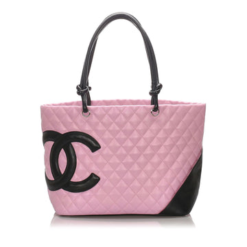 C*C Pink Leather Leather Cambon Ligne Tote France