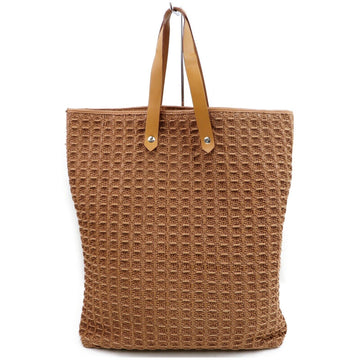 Hermes Tote Bag Amebada Light Brown Leather/canvas (SHC1-17087)