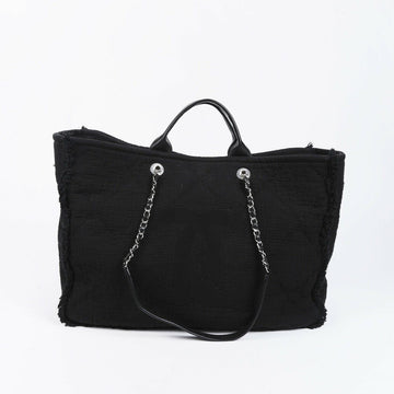 C*C Large Deauville Quilted Leather/canvas CC Shopping Tote