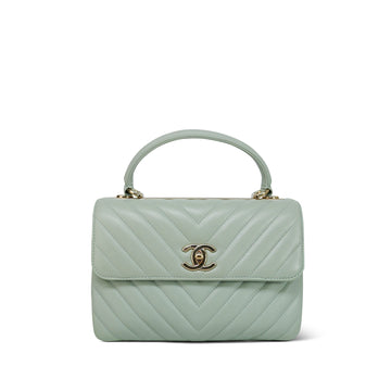 Light Green leather Quilted Trendy CC Small Light Gold Hardware