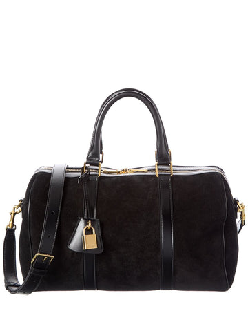 Celine Boston Large Suede & Leather Satchel