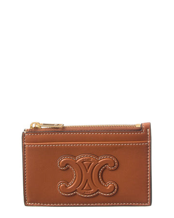 Celine Zipped Leather Card Holder, Yellow