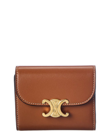 Celine Triomphe Small Compact Leather Wallet
