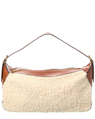 Celine Romy Medium Shearling & Leather Hobo Bag
