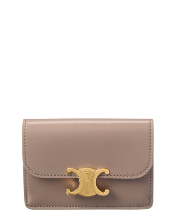 Celine Triomphe Flap Leather Card Case
