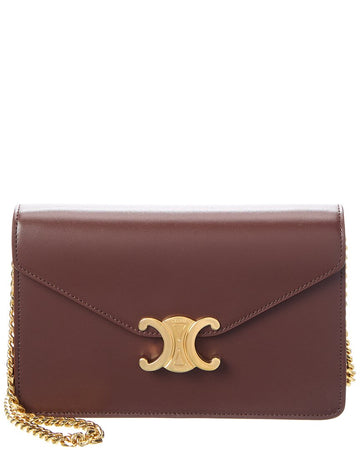 Celine Triomphe Leather Wallet On Chain