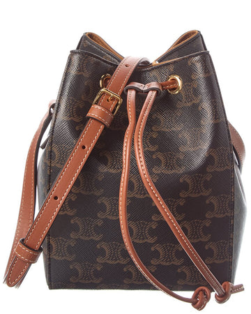Celine Micro Sailor Triomphe Canvas & Leather Bucket Bag