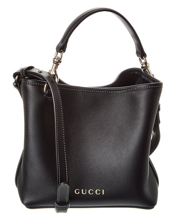 Gucci Gg Mini Emblem Leather Bucket Bag