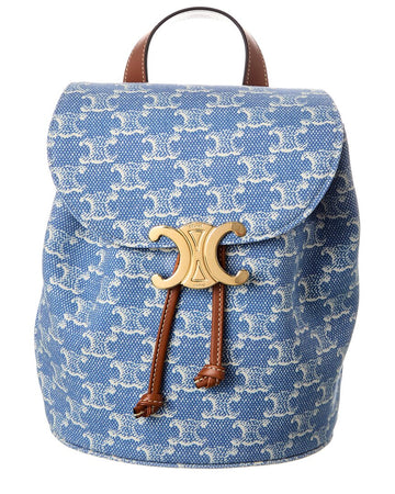 Celine Bonnie Triomphe Denim & Leather Backpack