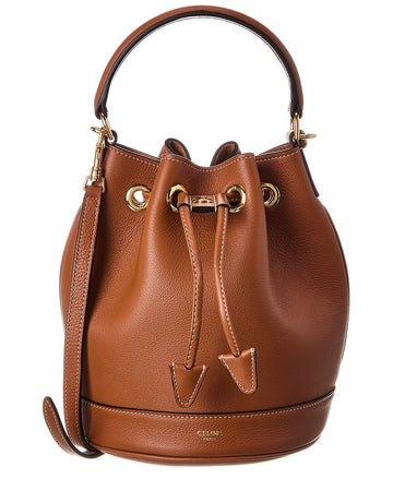 Celine Claude Mini Leather Shoulder Bag, Os, Brown