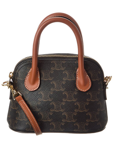 Celine Honorine Mini Triomphe Canvas & Leather Satchel