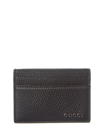 Gucci Logo Leather Card Case, Os, Black