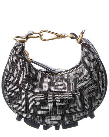 Fendi Fendigraphy Nano Ff Denim & Leather Bag Charm